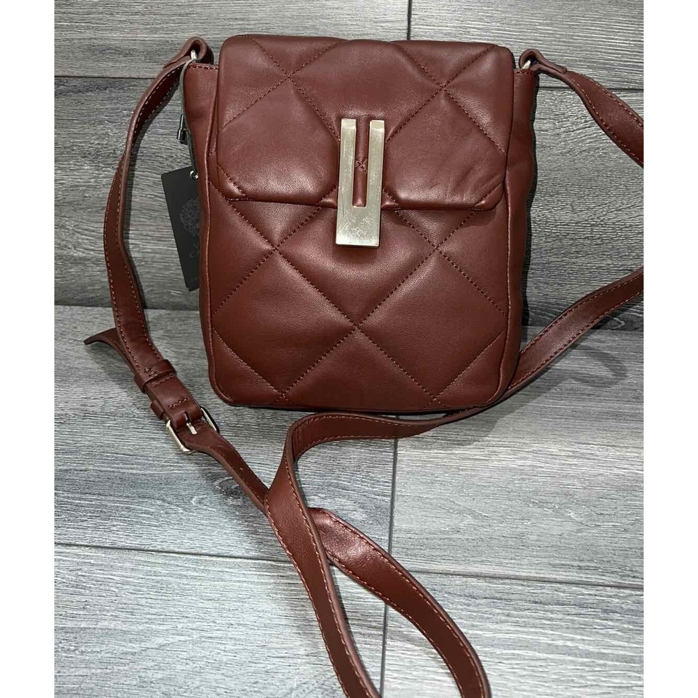 Vince Camuto Quilted Leather Crossbody - Dotty Chocolate Craving Bag A514222